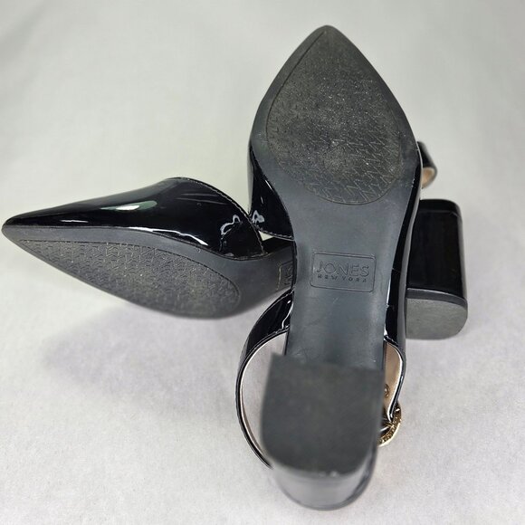 Jones New York Women's Candree Block Heel Slingback Pumps - Black Patent - Picture 6 of 8